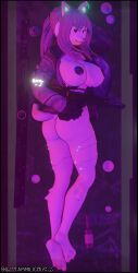 3d 3d_(artwork) anthro ass breasts butt_crack color curled_toes cyberpunk feet naked naked_female pinup pose solo solo_female tammie_(tammilicous) tammilicious temmie_(undertale) toes uncensored undertale undertale_(series)