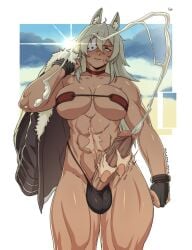 1futa 2023 abs animal_ears balls big_breasts big_penis bikini black_gloves blonde_hair breasts brown_eyes bulge cat_ears cat_tail catgirl choker clothed clothing cloud covered_testicles cum dark-skinned_futanari dark_skin disembodied_limb ejaculation erection eyepatch fingerless_gloves fur-trimmed_jacket fur_trim futa_only futanari ghislaine_dedoldia gloves grey_hair handjob highres humanoid humanoid_penis jacket jacket_removed kemonomimi large_breasts long_hair mostly_nude muscles muscular muscular_futanari mushoku_tensei navel orgasm parted_lips penis projectile_cum red_choker rolling_eyes scar scar_on_face solo solo_focus standing sulcate sun swimsuit two-handed_handjob uncensored veins veiny_penis