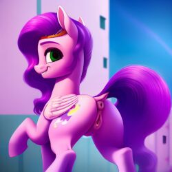 ai_generated anus equine female female_only feral furry furry_only hasbro mammal mlp_g5 my_little_pony pegasus pink_body pipp_petals_(mlp) pony purple_hair purple_tail pussy solo tail wings