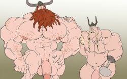 balls bara beard big_balls big_muscles big_penis facial_hair flaccid gobber_the_belch helmet horned_helmet how_to_train_your_dragon human male male_only muscles muscular nude penis remert size_difference stoick_the_vast