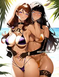 2girls ai_generated almost_naked beach belly_button big_breasts bikini bikini_bottom bikini_top black_hair blush busty cameltoe cleavage eyes female female_focus female_only glowing_eyes hi_res high_resolution highres hyuuga_hinata large_breasts light-skinned_female light_skin long_hair looking_at_viewer mature mature_female micro_bikini milf mother-in-law_and_daughter-in-law mrvectorpath nai_diffusion naruto naruto_(series) naruto_shippuden ocean pale-skinned_female pale_skin panties photoshoot red_hair shounen_jump solo solo_female solo_focus stable_diffusion sunbathing swimsuit tanned thick_thighs thighs uzumaki_kushina violet_eyes voluptuous voluptuous_female wide_hips wife yuri