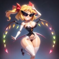 ai_generated armpits bimbo bimbo_body bimbofication bimbofied body_modification corset dollification female flandre_scarlet hourglass_figure huge_ass huge_breasts implied_transformation knick_knack midriff npg8993 panties permanent_smile smile sunglasses sunnification sunny_miami thick_thighs thin_waist touhou transformation wide_hips