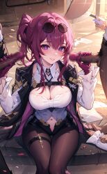 ai_generated cheeky dark-skinned_male handjob honkai:_star_rail kafka_(honkai:_star_rail) seductive_smile smile thick_thighs thigh_gap wide_hips