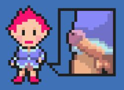 futanari kumatora mother_(series) mother_3 pink_hair pixel_art text