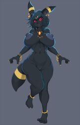 ankle_bracelets anthro anthrofied big_breasts black_hair black_skin completely_nude_female earrings eeveelution female furry necklace nipples pokémon_(species) pokemon pokemon_(species) sharp_nails solo_female tagme umbreon wide_hips wrist_rings wyntersun