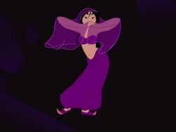 1girls arterriblekumi asian asian_mythology belly belly_dancer belly_dancer_outfit black_background bra dancer deviantart disney disney_princess fa_mulan female female_focus female_only fully_clothed looking_at_viewer mulan mulan_(1998_film) pants purple_background solo solo_focus standing tagme veil