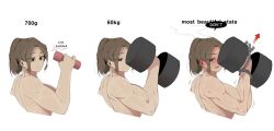 1girls biceps big_breasts breathing geumgang_(oddsnail) muscle_growth muscular_female oddsnail sweating tan_skin tomboy weight_lifting weights