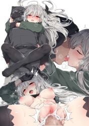 1boy 1girls ahe_gao arknights big_breasts black_thighhighs breasts breasts_out busty censored clothed_sex clothing_aside crying cum cum_in_pussy cum_inside cum_overflow doctor_(arknights) female female_focus french_kiss gloves grey_hair happy_sex highres hug kataokasan kissing kissing_while_penetrated leg_lock long_hair looking_pleasured male male/female male_penetrating missionary missionary_position mosaic_censoring multiple_views nipples official_alternate_costume open_clothes passionate romantic sex skadi_(arknights) stockings straight thick_thighs thighhighs thrusting tongue tongue_out vaginal_penetration