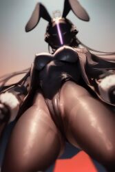 ai_generated big_breasts bondrewd bunny_ears bunny_girl bunnysuit cameltoe female female_only fully_clothed genderswap_(mtf) helmet looking_at_viewer looking_down low-angle_view made_in_abyss mask masked masked_female nipple_bulge pantyhose playboy_bunny rule_63 solo underboob