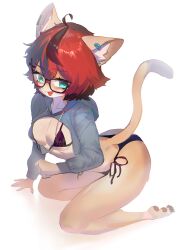 aeiou_(yoako) big_breasts blue_eyes blush breasts female red_hair symbol-shaped_pupils tagme tail utterangle