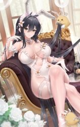 1girls azur_lane black_hair breasts female fouriasensei hips indomitable_(azur_lane) large_breasts light-skinned_female light_skin long_hair manjuu_(azur_lane) naughty_face revealing_clothes smile thick_thighs thighs wide_hips