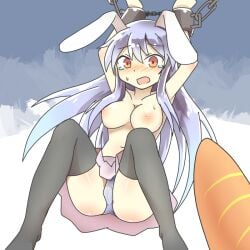 1girls 2019 blush bondage breasts bunny_ears carrot chains female female_only long_hair matsu_kitsune navel nipples panties partially_clothed purple_hair pussy pussy_visible_through_clothes red_eyes reisen_udongein_inaba skirt solo_focus stockings tears thighhighs touhou