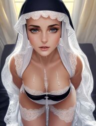 ai_generated clothed implied_blowjob lingerie nun