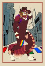 absurd_res ailurid casual_nudity clydesdale draft_horse equid equine hi_res horse hybrid kuma-arts lgbt_pride lgbt_pride_month male male/male mammal red_panda solo tams