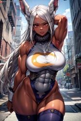 1girls abs ai_generated big_breasts bodysuit boku_no_hero_academia bunny bunny_ears bunny_girl bunnysuit cameltoe dark-skinned_female dark_skin female female_only large_breasts long_hair mirko miruko muscular muscular_female my_hero_academia red_eyes rumi_usagiyama seductive seductive_eyes seductive_look seductive_smile six_pack skin_tight smile smiling suit superheroine supr3metr thick_legs thick_thighs thigh_highs thighhighs thighs toned toned_female usagiyama_rumi white_hair