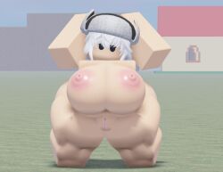 1girls 3d areolae big_breasts breasts completely_nude completely_nude_female female female_only full_body hands_behind_head hat naked naked_female nipples nude nude_female pussy roblox roblox_avatar solo solo_female thick_thighs tupolevarts white_hair