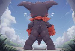 ai_generated anime_style anthro ass asshole digimon digimon_(species) furry furry_only impmon male penis