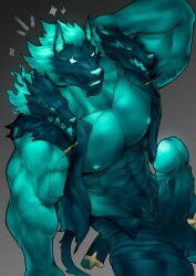 abs anthro balls biceps big_balls big_penis canid canine canis cerberus cerberus_(fortnite) demon epic_games erection fortnite humanoid_genitalia humanoid_penis male male_only muscular_anthro muscular_male pecs penis wolf