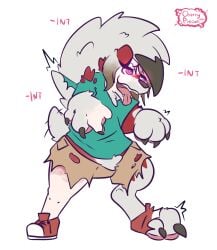 alternate_species ambiguous_gender anthro brainwashing cherrypieowo furrification generation_7_pokemon hi_res human lycanroc mammal midnight_lycanroc mind_control nintendo paws pokemon pokemon_(species) solo tongue tongue_out transformation