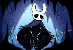 absurd_res ai_generated anthro arthropod balls big_balls big_butt big_penis black_body cloak clothing fecharis genitals hellsonger hellsonger_hollow_knight_ai_art hi_res holding_weapon hollow_knight horn huge_hips huge_thighs humanoid_genitalia humanoid_penis insects looking_at_viewer male melee_weapon navel penis protagonist_(hollow_knight) solo solo_male team_cherry thick_thighs vessel_(species) weapon wide_hips