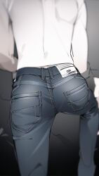 1boy ass buns drawing femboy jeans label male manga no_visible_face no_visible_genitalia sketch skinny slap slapping_butt spanking