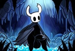 ai_generated anthro arthropod balls big_balls big_penis black_body cloak clothing erection fecharis foreskin genitals glans hellsonger hellsonger_hollow_knight_ai_art hi_res hollow_knight horn huge_balls huge_cock humanoid_genitalia humanoid_penis insects male penis protagonist_(hollow_knight) solo team_cherry thick_penis vein vessel_(species)