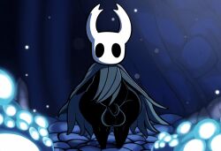 ai_generated anthro arthropod balls black_body cave chubby cloak clothing erection flaccid genitals hellsonger hellsonger_hollow_knight_ai_art hi_res hollow_knight horn insects looking_at_viewer male penis protagonist_(hollow_knight) solo solo_male standing team_cherry thick_thighs vessel_(species) wide_hips