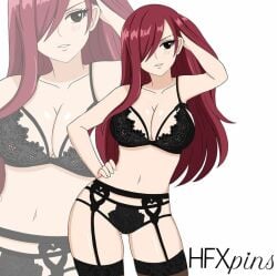 cleavage erza_scarlet fairy_tail hfxpins lingerie red_hair