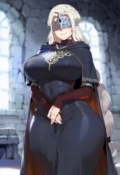 1girls ai_generated artstyle_imitation blonde_hair breasts dark_souls dark_souls_3 female fire_keeper floox fromsoftware hi_res high_resolution hips huge_breasts light-skinned_female light_skin long_hair mask naughty_face stable_diffusion thiccwithaq_(ai_style) thick_thighs thighs wide_hips