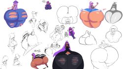 aggie.io artist_request dark-skinned_female dark_skin female hyper_ass hyper_thighs jeans massive_ass purple_hair reina_(c.o.d.s) smib text thighs wide_hips