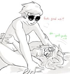 blonde_hair dave_strider dog_ears dog_girl female glasses homestuck jade_harley jadedavekarkat male sex sunglasses