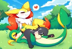 absurd_res ai_generated animal_genitalia anthro anthro_penetrated balls blush bodily_fluids braixen cowgirl_position cum cum_in_pussy cum_inside duo erection female female_on_top female_penetrated feral from_front_position fur generation_5_pokemon generation_6_pokemon genital_fluids genitals heart hellsonger hi_res inner_ear_fluff male male/female male_on_bottom male_penetrating male_penetrating_female mammal nintendo nude on_bottom on_top orgasm outside penetration penile penile_penetration penis penis_in_pussy plant pokemon pokemon_(species) pussy red_eyes serperior sex smile snivy sweat tree vaginal_penetration