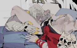 bishonen canon_couple erection gay hades_(game) happy heart kissing_balls love male_only nsfwkrnd penis pubic_hair silver_hair sketch testicles thanatos_(hades) twunk yaoi zagreus