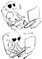 blonde_hair blowjob dave_strider fantasizing fantasy gay glasses homestuck jadedavekarkat john_egbert male masturbation sex sunglasses