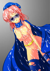 1girls belt beret blue_eyes breasts bukkake cape cum cum_on_arms cum_on_body cum_on_breasts cum_on_chest cum_on_clothes cum_on_face cum_on_hair cum_on_legs cum_on_lower_body cum_on_stomach cum_on_upper_body facial female female_only final_fantasy final_fantasy_five final_fantasy_v glasses hat human lenna_charlotte_tycoon long_hair midriff navel nipples pink_hair solo tekuteku_(uchouten) thighhighs torn_clothes