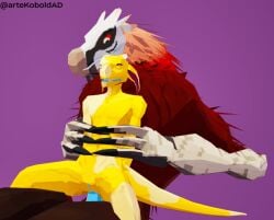 3d_(artwork) accipitrid accipitriform anal anal_sex andromorph andromorph/male andromorph_penetrated animal_genitalia animated anthro avian baze bearded_vulture bird blue_penis claws digital_media_(artwork) duo erection feathers fleshlight_position genital_slit genitals holding_another holding_partner horn intersex intersex/male intersex_penetrated interspecies kobold kobold_dellarte loop low_poly male male_penetrating nude old_world_vulture on_bottom on_top open_mouth penetration penis reptile reverse_cowgirl_position scalie sex simple_background size_difference tail vulture