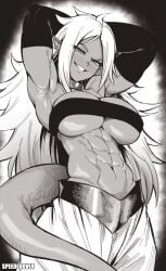 1girls abs android_21 athletic_female belly_button big_breasts breasts dragon_ball dragon_ball_fighterz dragon_ball_z eight_pack female fit_female long_hair looking_at_viewer majin_android_21 muscular muscular_arms muscular_female navel pointy_ears smile smiling smiling_at_viewer speedl00ver tail toned toned_female white_hair