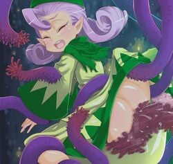 anus ass big_ass chrono_(series) chrono_cross curly_hair dress dress_lift fairy female green_eyes lilije_drug mam_melon pointy_ears purple_hair razzly square_enix tagme tentacle torn_clothes