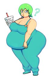 1girls ? belly belly_overhang big_belly breasts chubby female foo_fighters green_hair jojo's_bizarre_adventure obese obese_female overalls smib stone_ocean thick_thighs thighs