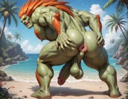 abs ai_generated anus arm_hair ass ass_focus back back_hair back_muscles balls bara big_ass big_balls big_muscles big_nipples big_pecs big_penis blanka booster_rex cum_on_balls daddy dilf erect_nipples erection flexing gay green_body hair hairy hairy_ass hairy_male huge_balls huge_cock huge_muscles huge_nipples huge_pecs humanoid hunk leg_hair male male_only masturbation muscular muscular_humanoid muscular_male navel nipples nude pecs penis pubic_hair solo street_fighter sweat water