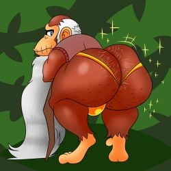 1boy ape ayyarrdee balding balls_bulge beard big_ass big_butt bottom_heavy bottom_heavy_male bulge butt_dimples cellulite cranky_kong dilf donkey_kong_(series) furry gdilf gilf grandfather hairy_ass huge_ass huge_butt jockstrap long_beard male male_only mature mature_male nintendo older_male primate primate_humanoid rareware solo solo_male white_hair wide_hips