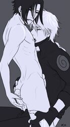 2boys ass clothed_on_nude gay hatake_kakashi human licking male male_only multiple_males naruto nude penis sasuke_uchiha straight_hair uncensored yaoi yaoiismy