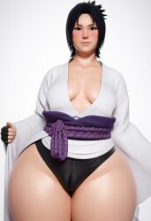 3d ai_generated cameltoe curvy_figure female female_ female_only from_above full_body hourglass_figure male_pov naruto naruto_(series) sasuko tagme thick_thighs