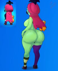 1girls ass big_ass big_breasts black_hair brawl_stars breasts fat_ass freckles freckles_on_ass green_body green_skin huesosdry monster_girl nude nude_female reference_image supercell tagme willow_(brawl_stars)