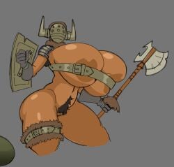 1girls barbarian_(castle_crashers) breasts castle_crashers female female_only happy_trail holding_weapon huge_breasts pubic_hair rule_63 submarichamomi2 thighs voluptuous voluptuous_female