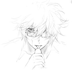 2boys bishonen blush class_3-z cum cum_on_face erection fellatio gay gintama gintoki_sakata glasses hair_over_one_eye heart-shaped_pupils licking_penis looking_at_viewer male male_only male_pov official_alternate_costume oral penis pov rough_sketch sketch solo_focus tongue_out wy3163561826160 yaoi