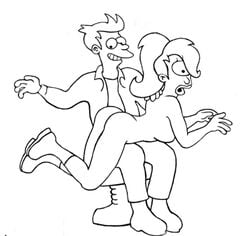 1boy 1girls animated animated_gif boots boots_only clothed_male_nude_female clothes cmnf couple cyclops cyclops_girl female full_body futurama grin hetero high_ponytail line_art line_drawing long_hair male medium_breasts monochrome mutant nude one_eye philip_j_fry simple_background single_eye sitting spanked spanking turanga_leela white_background