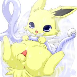 color cum feral fur jolteon lying makuran male male_only nintendo nude on_back penis pokemon solo tagme