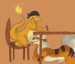 charmander color fellatio fire fur furry furry_only growlithe interspecies male male_only multiple_males nintendo oral pokémon_(species) pokemon pokemon_(species) pokemon_rgby side_view tail tail_fire yaoi