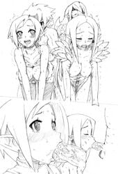 2boys 2girls cleric_(disgaea) disgaea fellatio kittypuddin magic_knight_(disgaea) male_healer_(disgaea) nipples nippon_ichi sex warrior_(disgaea)